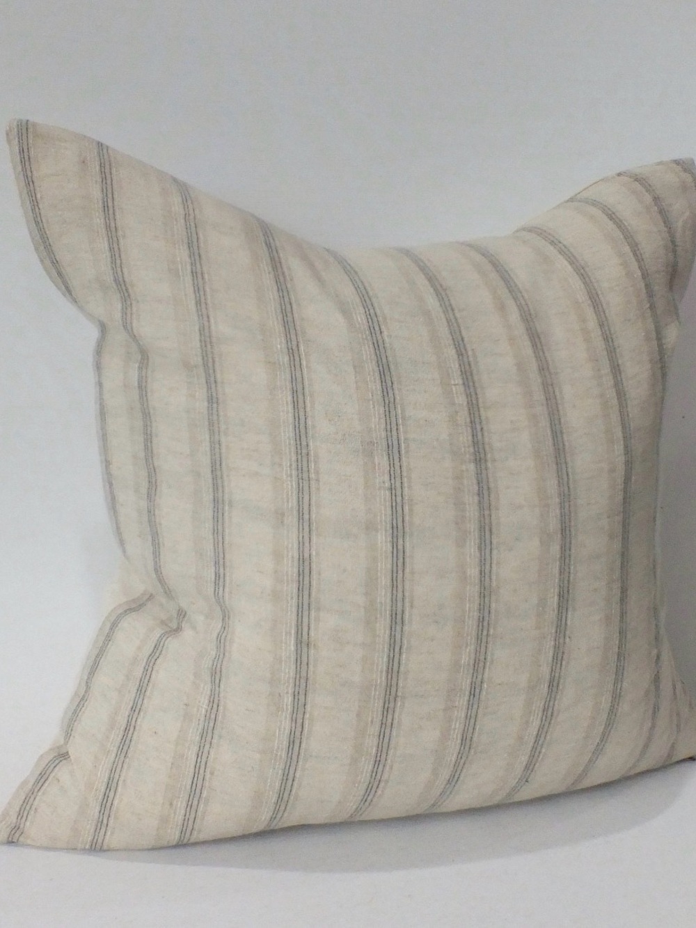 20x20 Striped Neutral Throw Pillow - ivory and blue